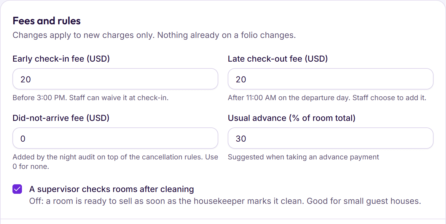 BedKeys fees and rules: early check-in and late check-out fees, a fee for guests who don’t arrive, the usual advance, and a supervisor check after cleaning